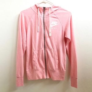 NIKE Cotton Blend Soft Zip Front Hoodie Pink XS
